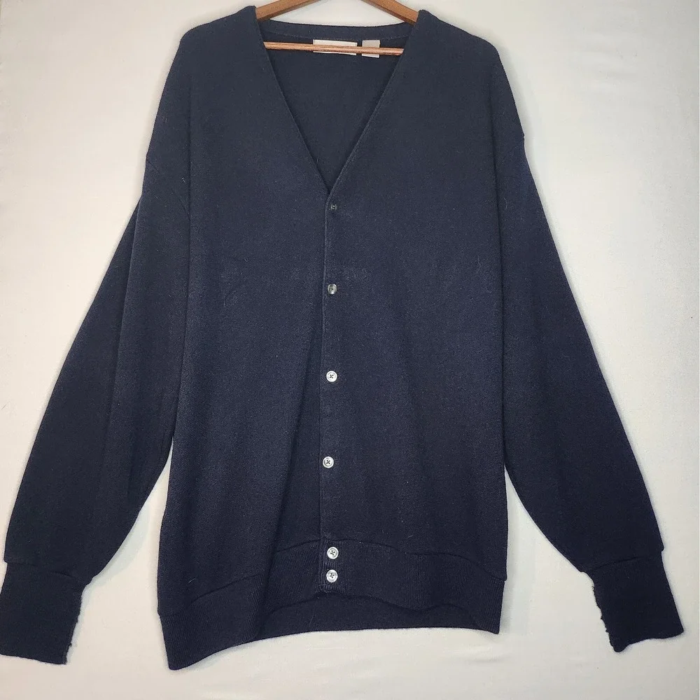 Vintage Cypress Links Acrylic Knit Cardigan Sweater Men's XX Large Tall‎ Blue